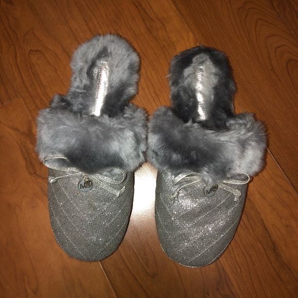 Silver sparky Michael Kors slippers. - Picture 2 of 4